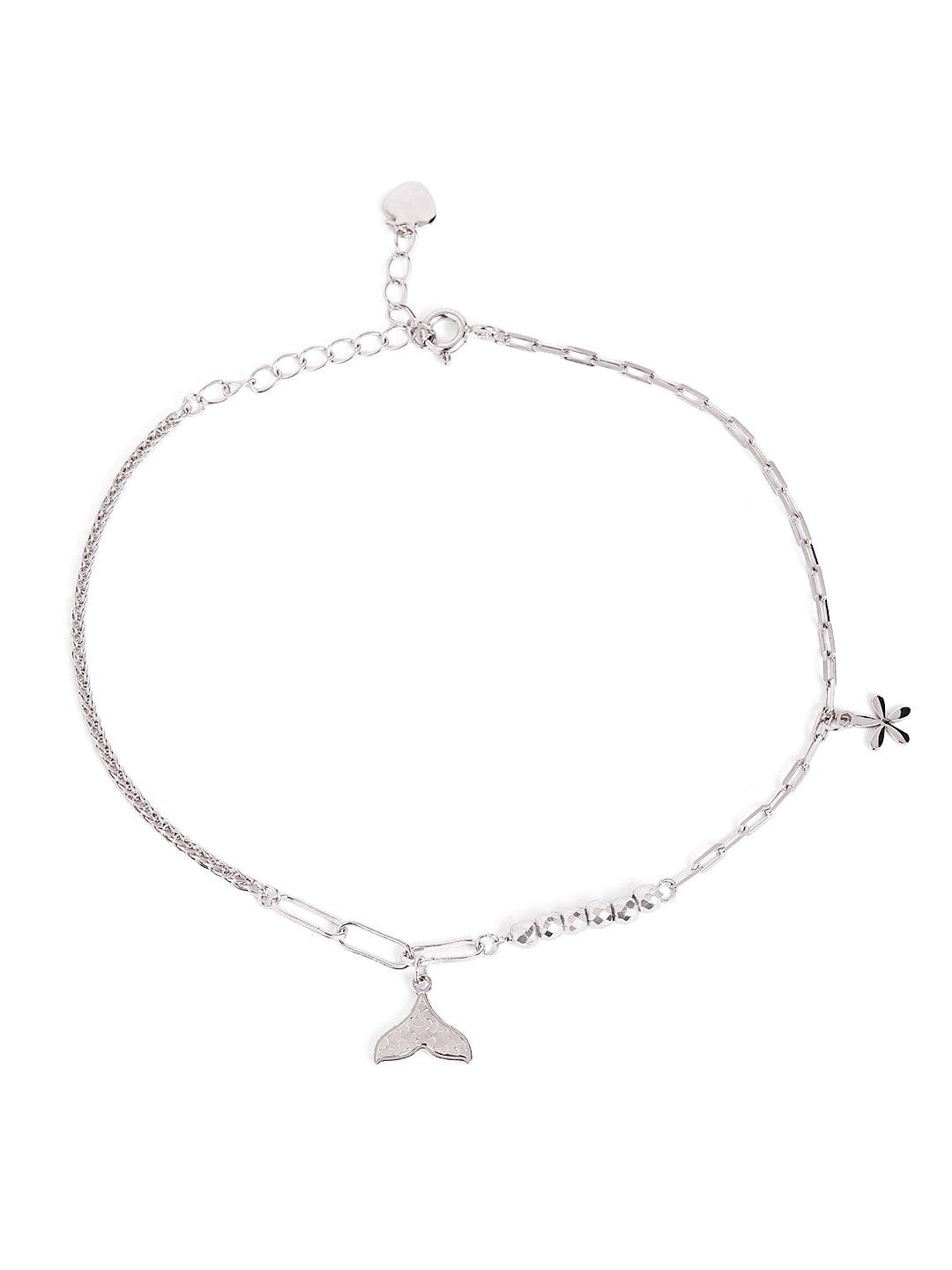 925 sterling silver anklet for women with adjustable chain, and elegant design