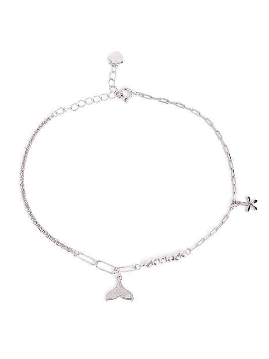 925 sterling silver anklet for women with adjustable chain, and elegant design