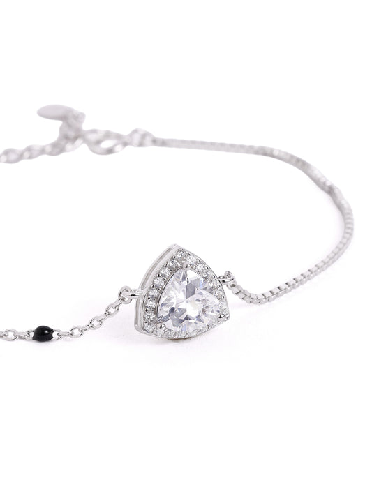925 sterling silver mangalsutra bracelet with black beaded chain