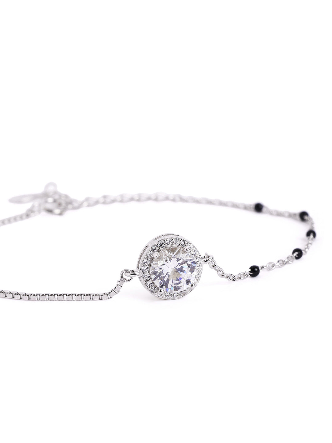 925 sterling silver mangalsutra bracelet with black beaded chain