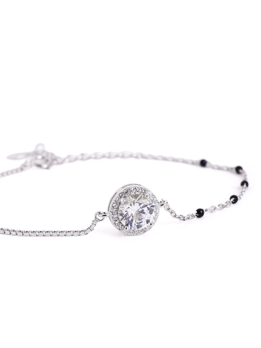925 sterling silver mangalsutra bracelet with black beaded chain
