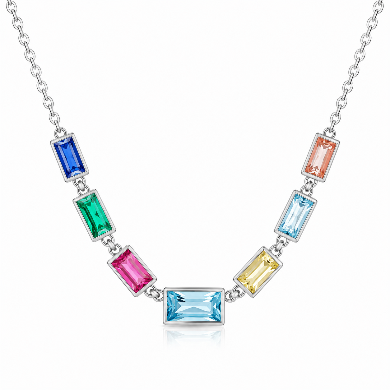 925 Silver PrismPop Baguette Crystal Necklace