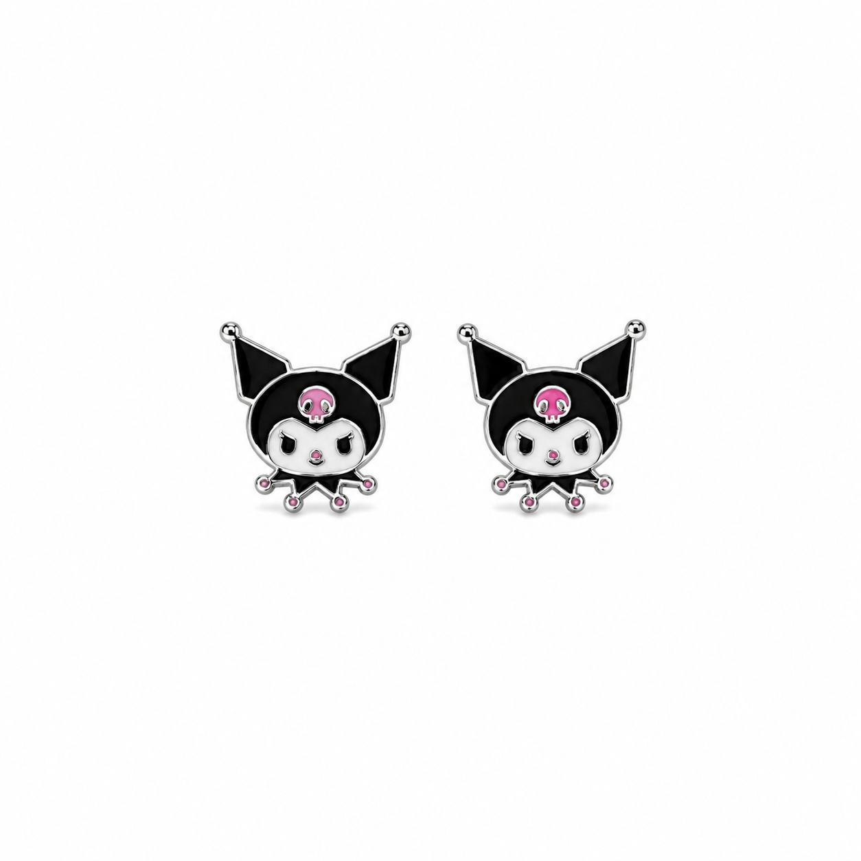 Silver Mischievous Kitty Stud Earrings