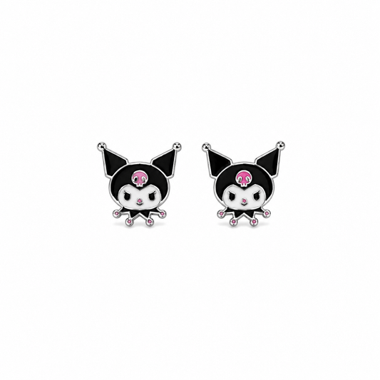 Silver Mischievous Kitty Stud Earrings