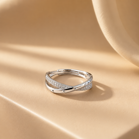 Silver Twisted Sparkle Ring
