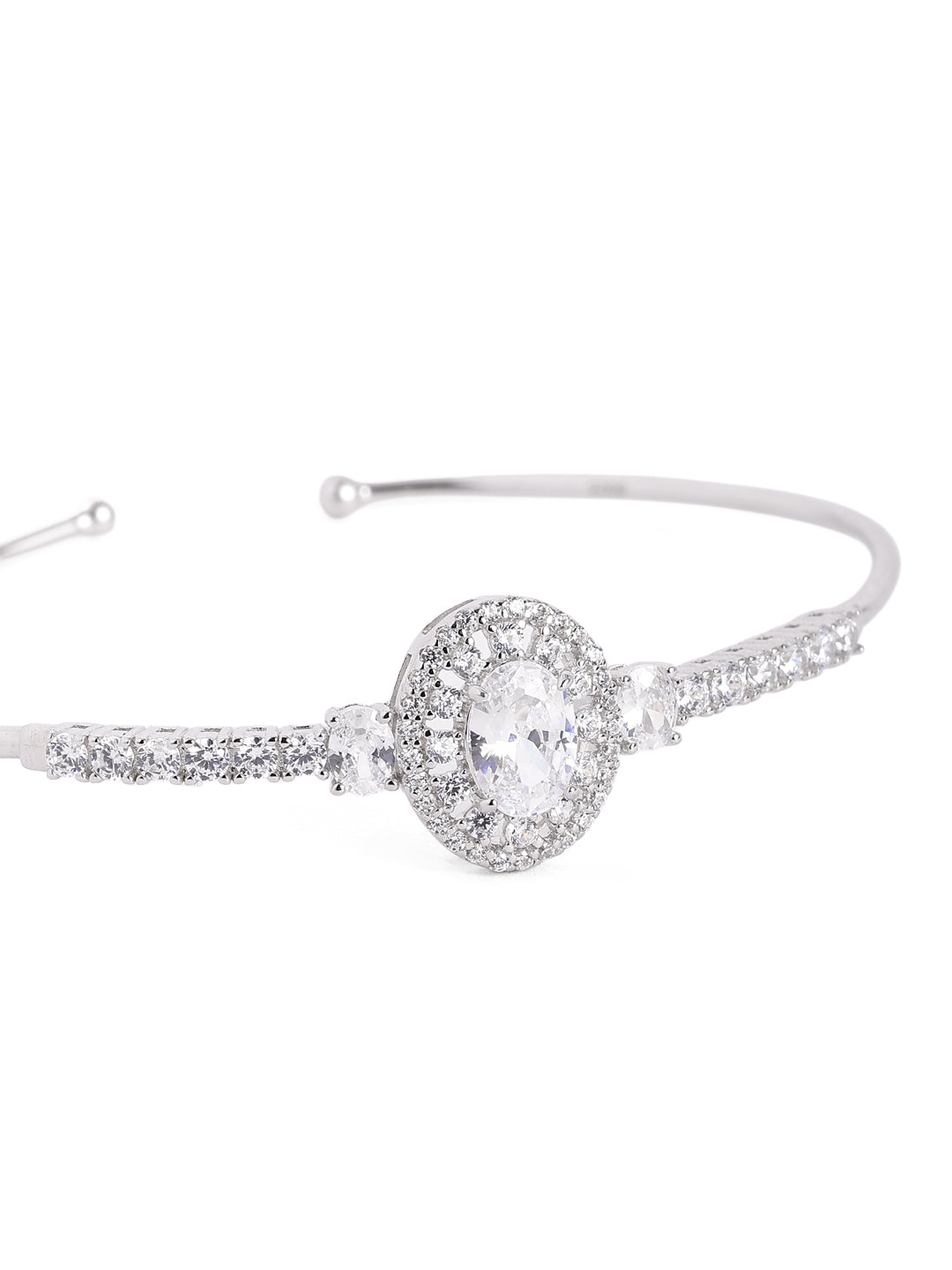 Radiant Halo Solitaire Open Cuff Bracelet