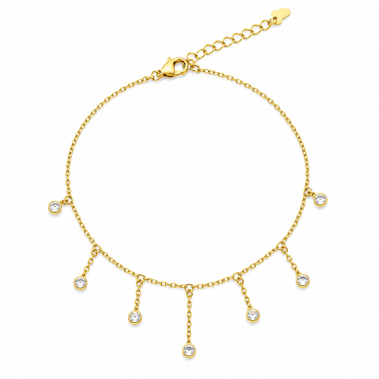Crystal Drop Gold-Tone Anklet