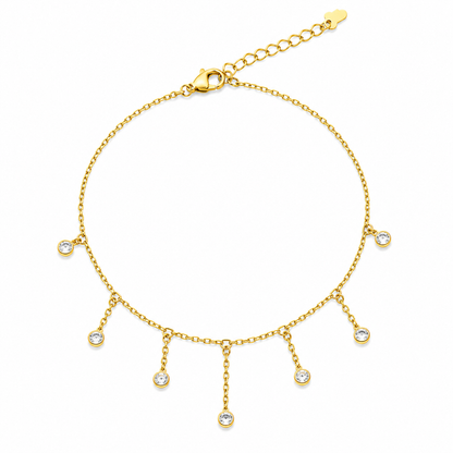 Crystal Drop Gold-Tone Anklet