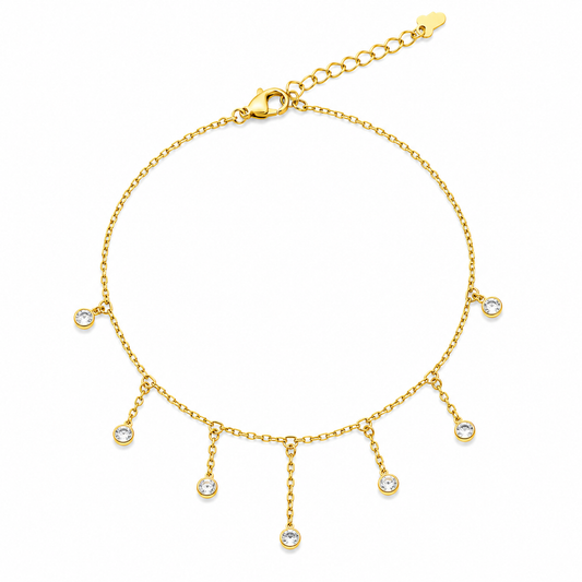 Crystal Drop Gold-Tone Anklet