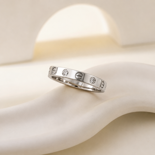 Silver Luxe Screw  Adjustable Band Ring