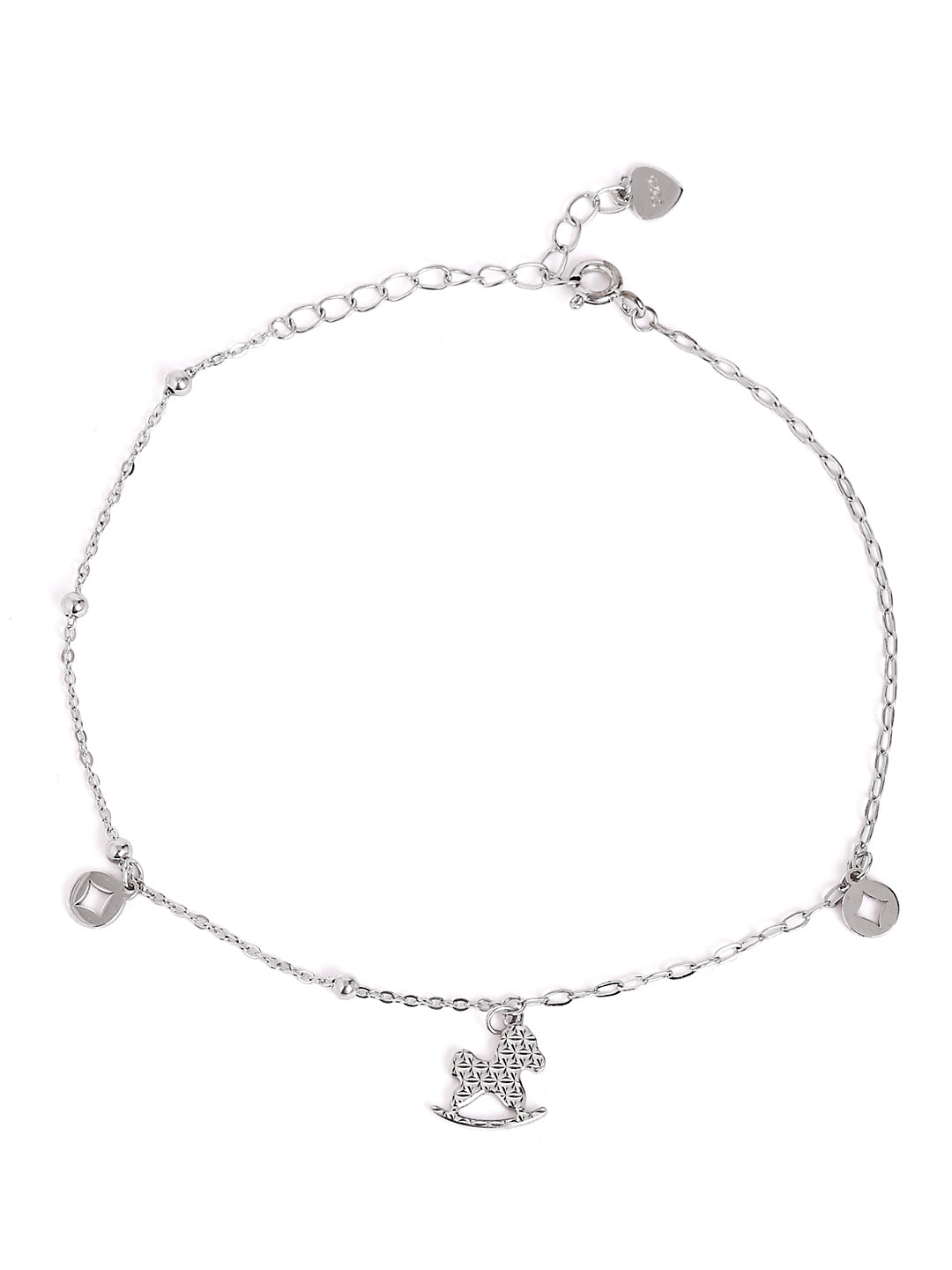 925 sterling silver anklet for women with adjustable chain, and elegant design