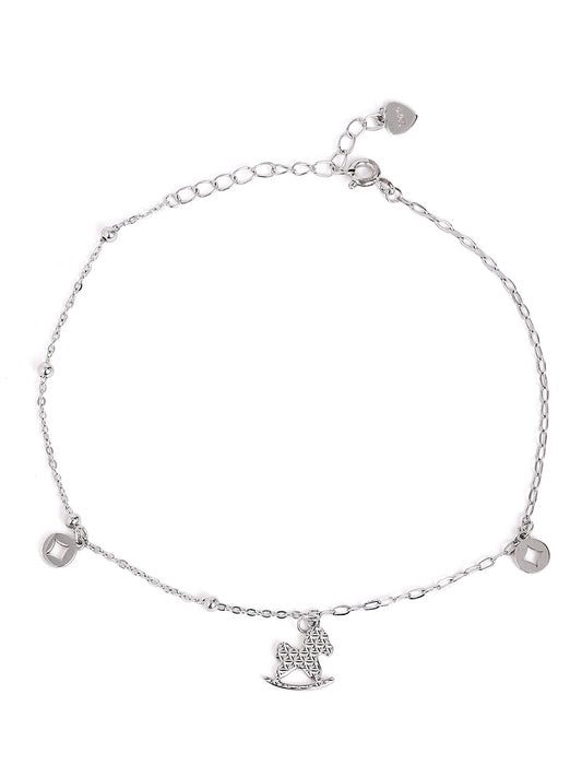 925 sterling silver anklet for women with adjustable chain, and elegant design