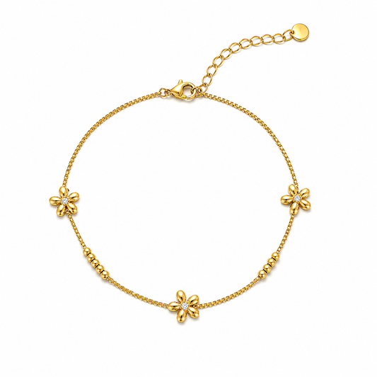 Daisy Bloom Crystal Anklet
