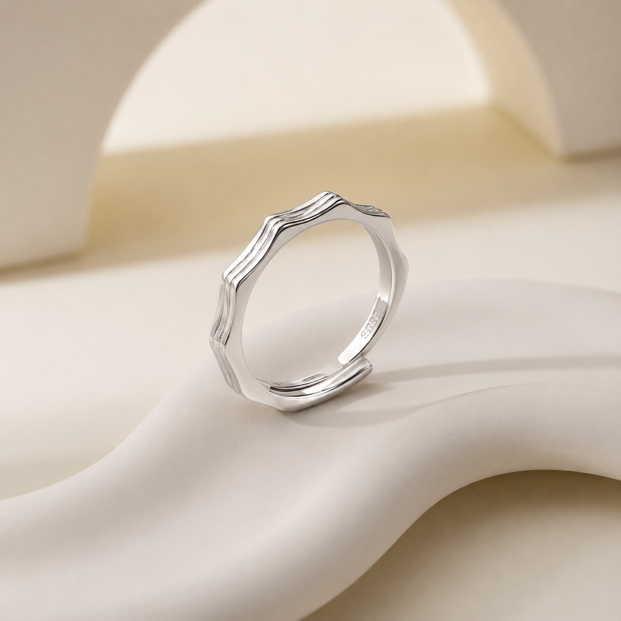 Silver Wave Adjustable Ring