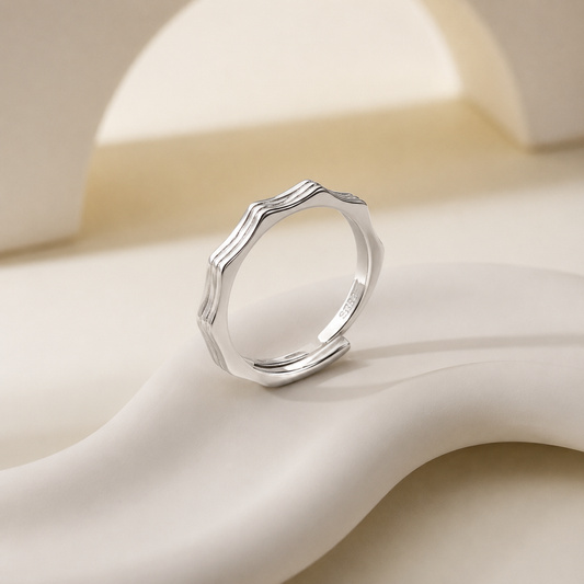 Silver Wave Adjustable Ring