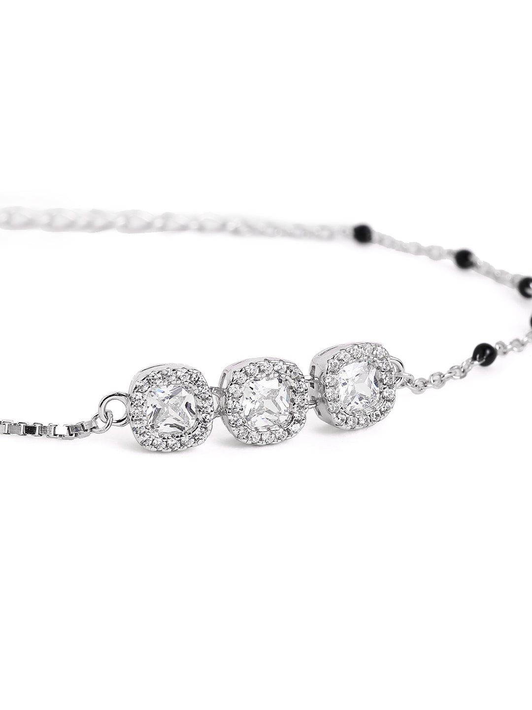 925 sterling silver mangalsutra bracelet with black beaded chain