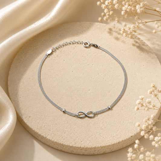 Silver Infinity Charm Anklet
