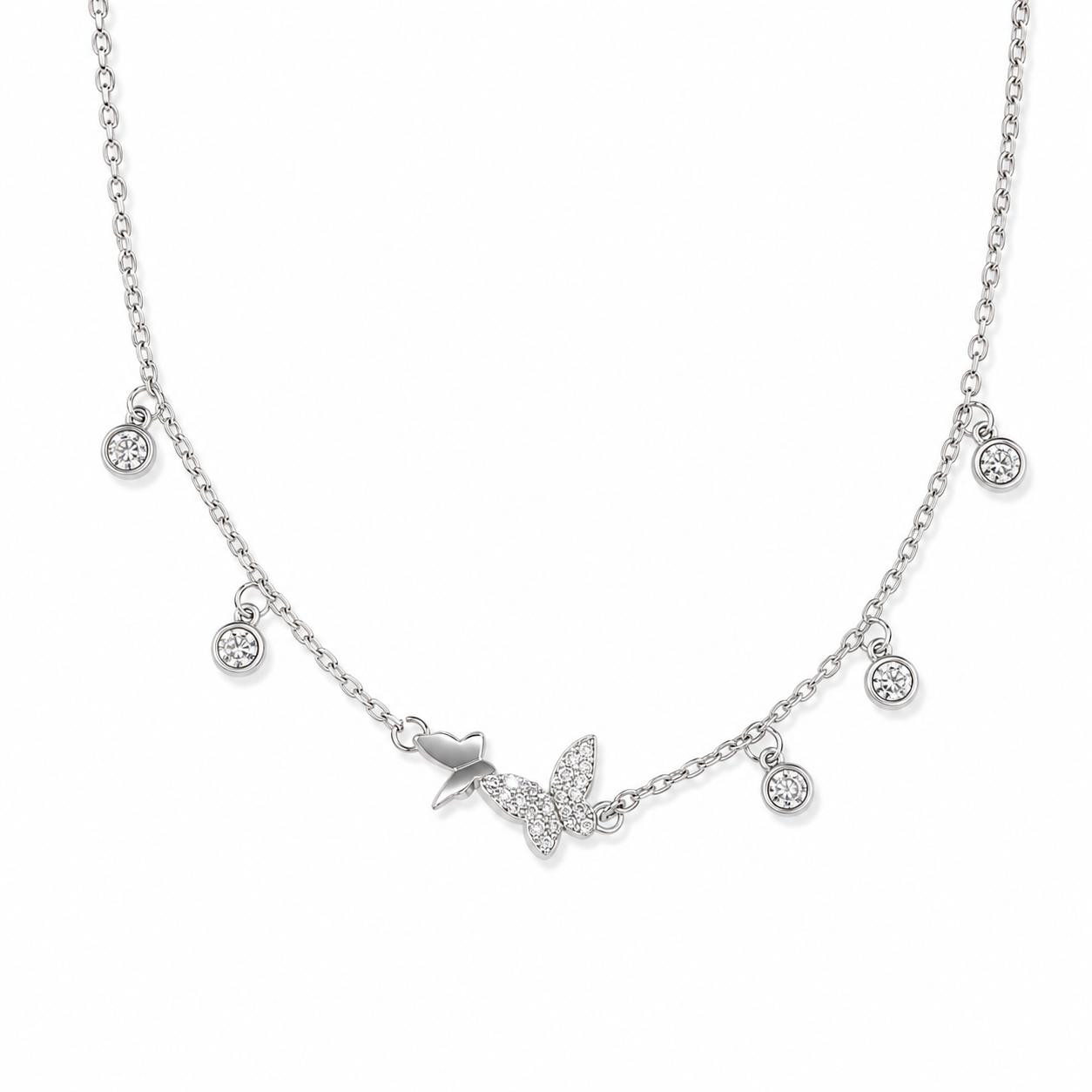 Silver Butterfly Charm Anklet