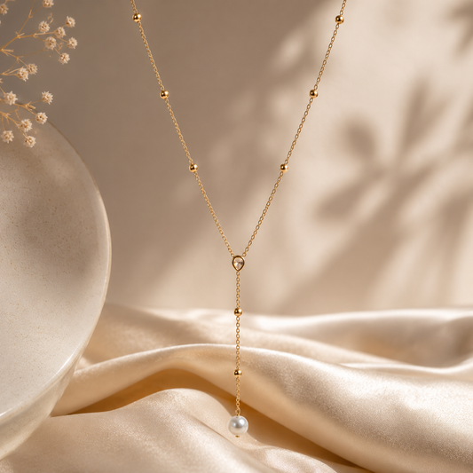 Demi Fine Lariat Beaded Pearl Necklace