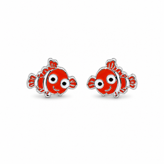 Silver Ocean Friends Clownfish Earrings