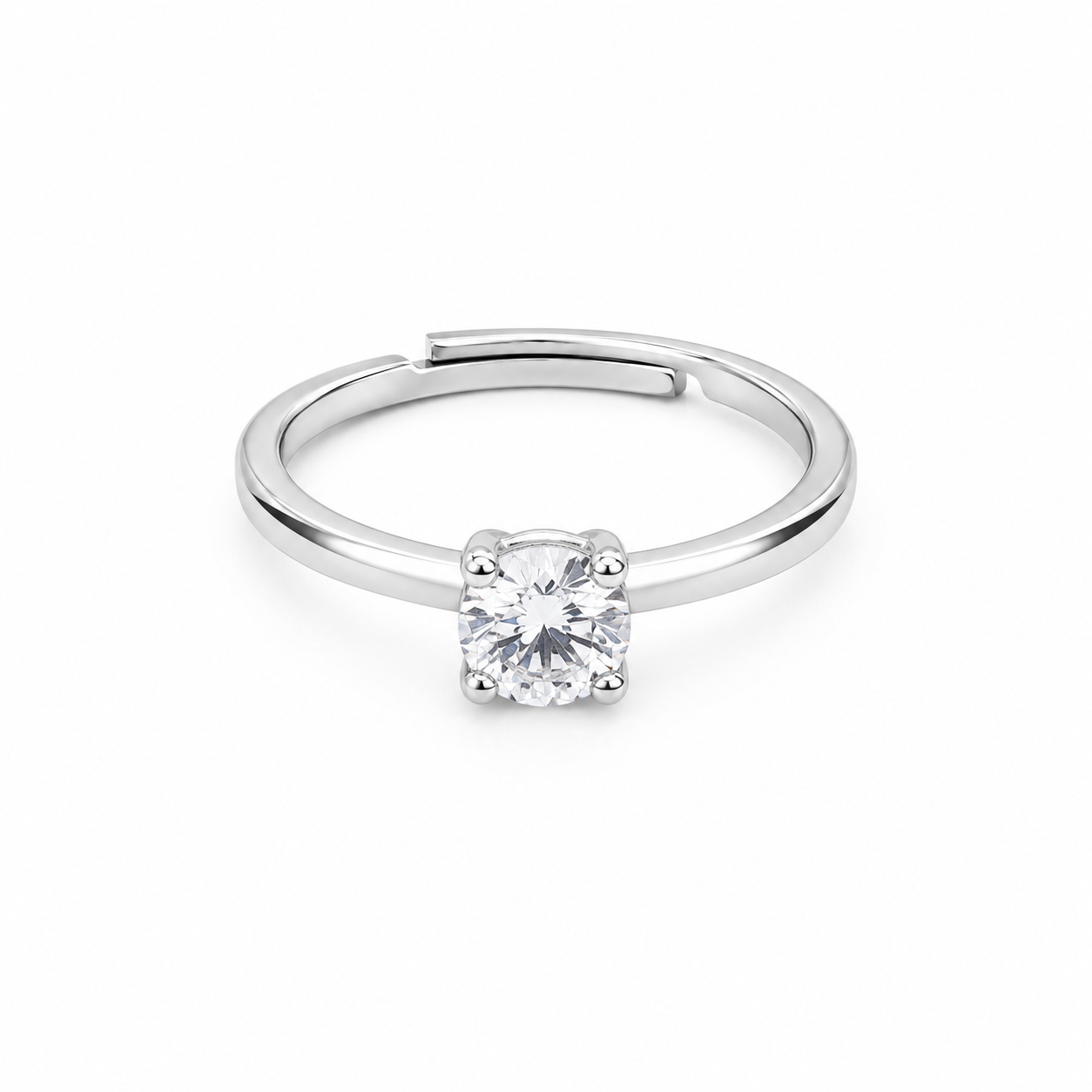 Silver Dainty Solitaire Ring