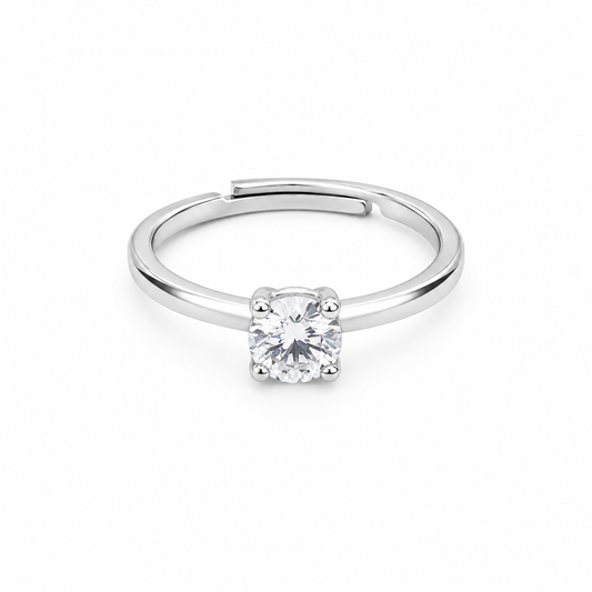 Silver Dainty Solitaire Ring