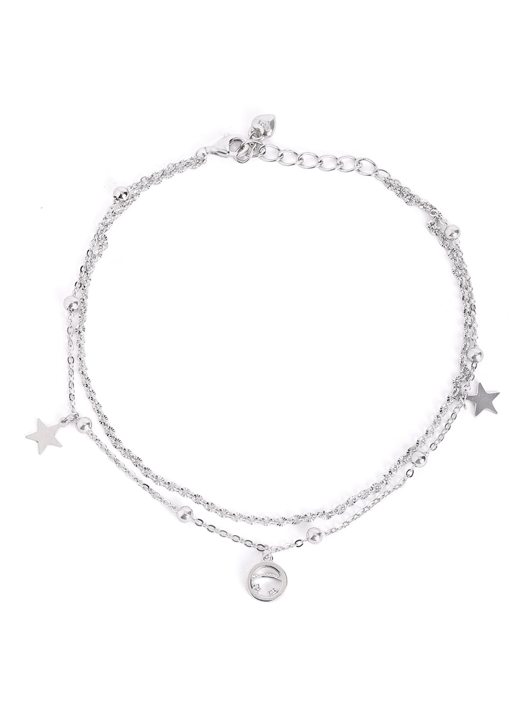 925 Silver Luna Starfall Layered Adjustable Anklet