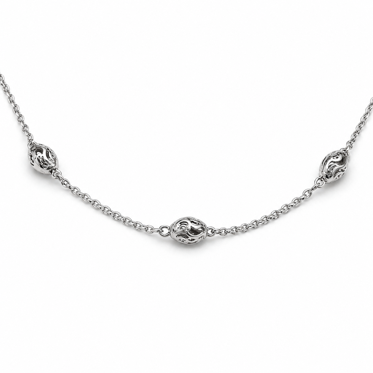 Silver Delicate Oval Anklet