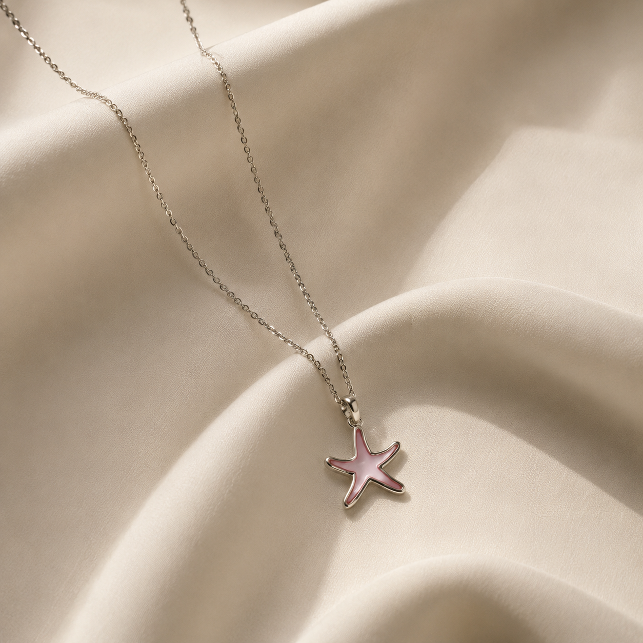 Silver Pink Starfish Pendant