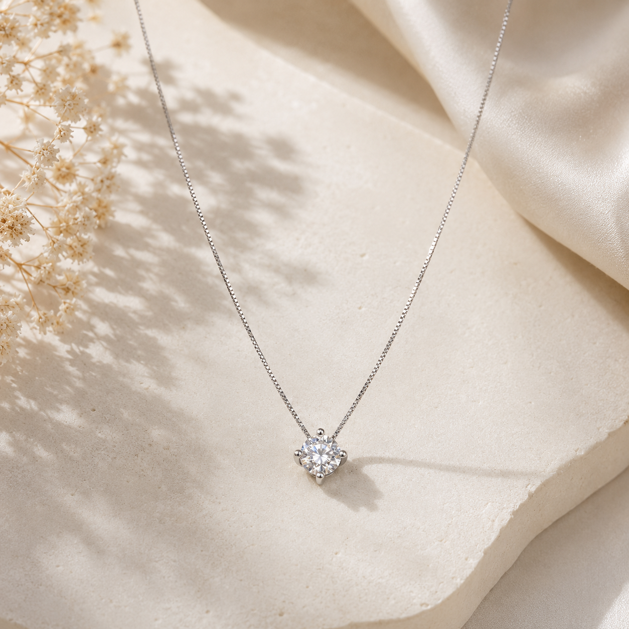 Silver Solitaire Necklace