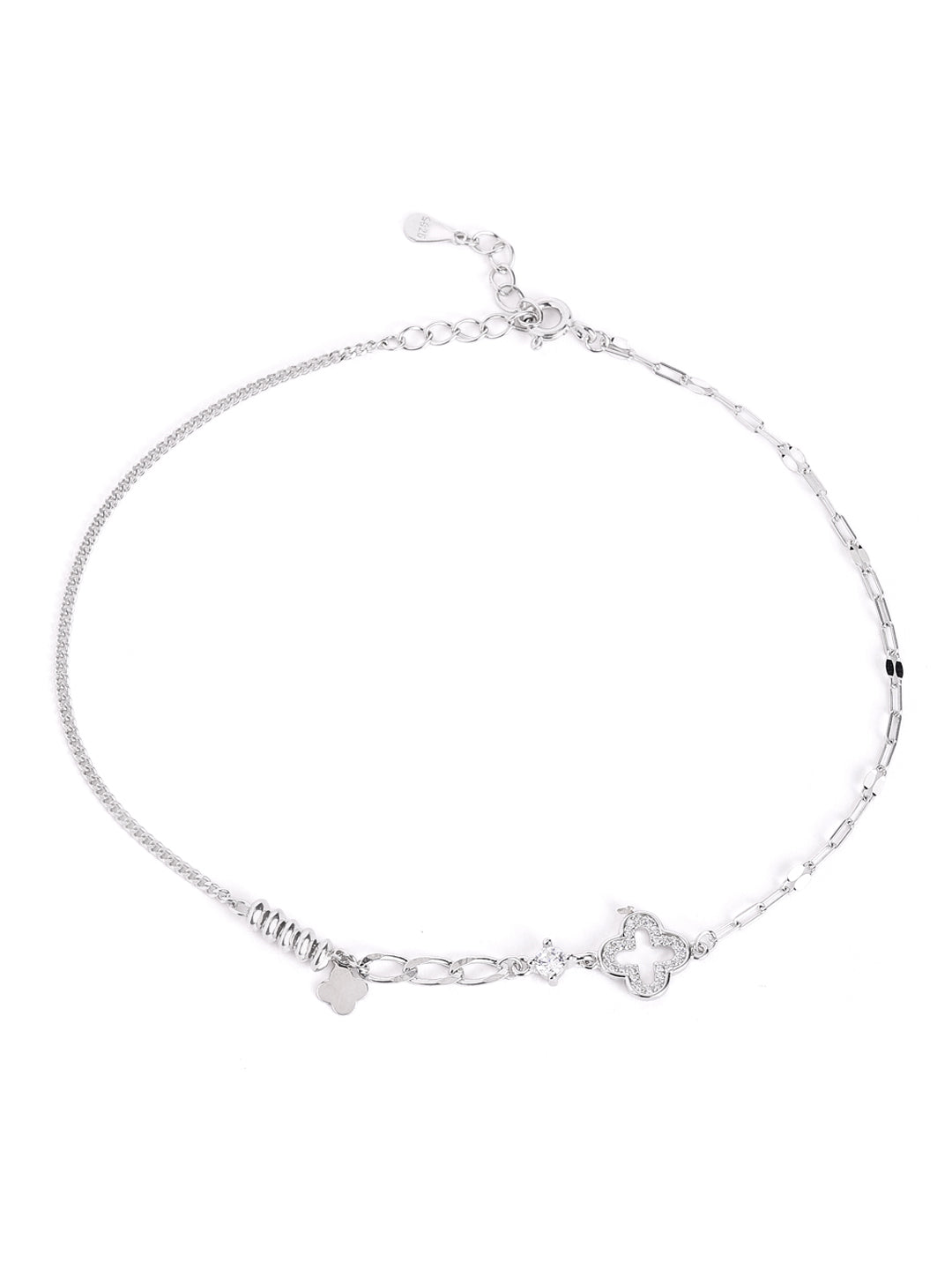 925 Silver Twinkle Clover Adjustable Anklet