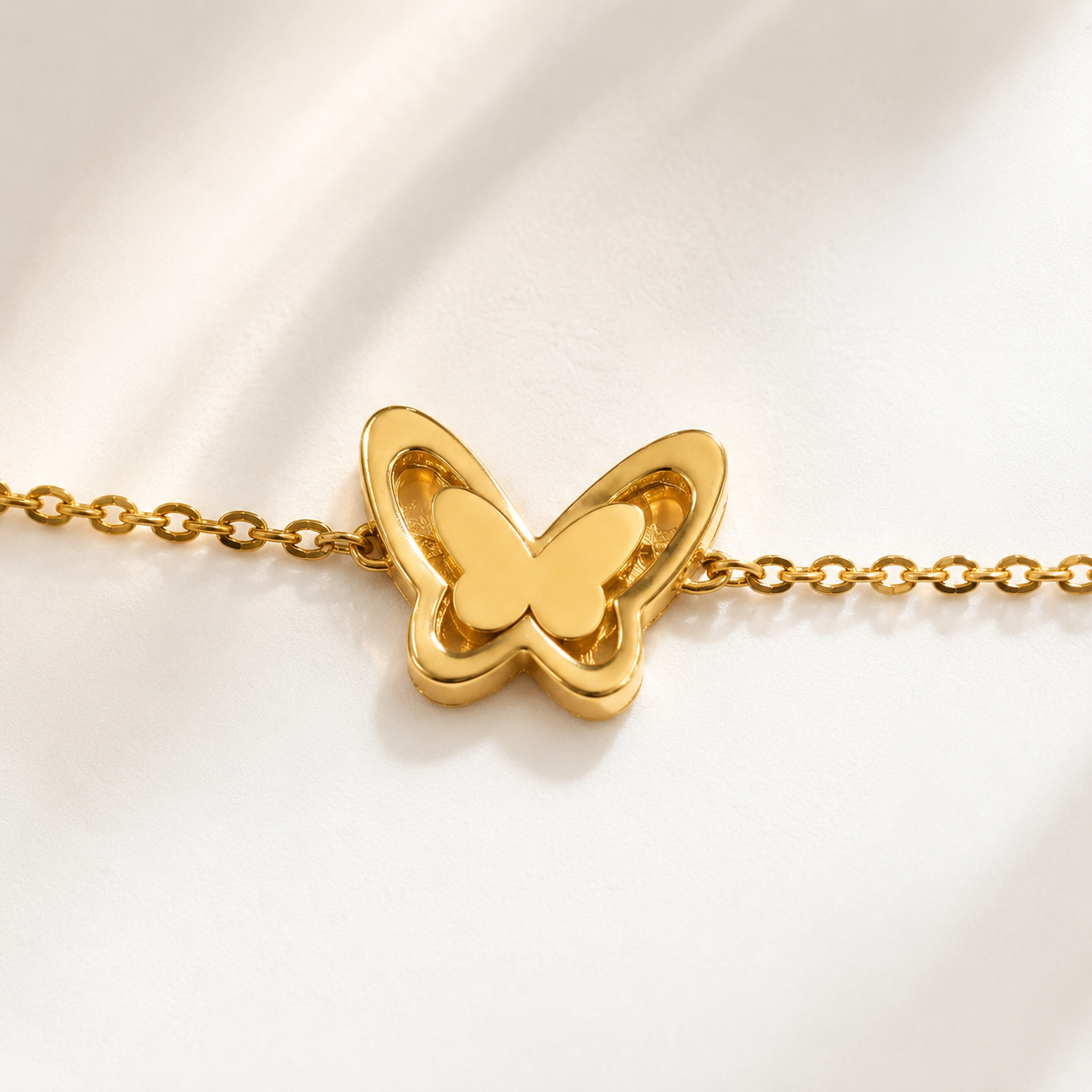 9K Gold Butterfly Charm Bracelet