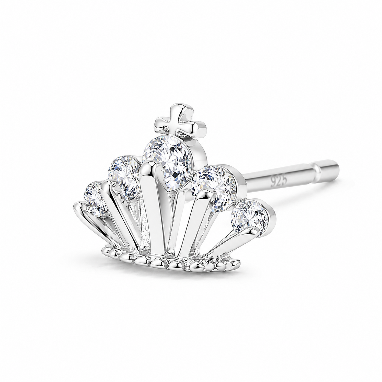 Silver Crown Luxe Stud Earrings