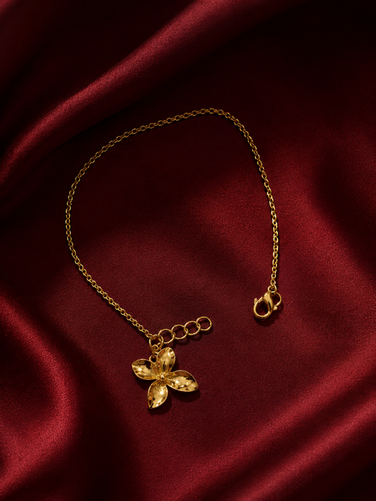 9K Gold Floral Charm Bracelet