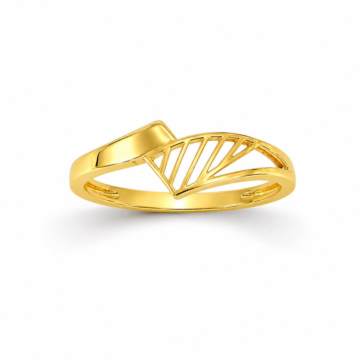 9K Gold Abstract Fan Ring (Size - 10)