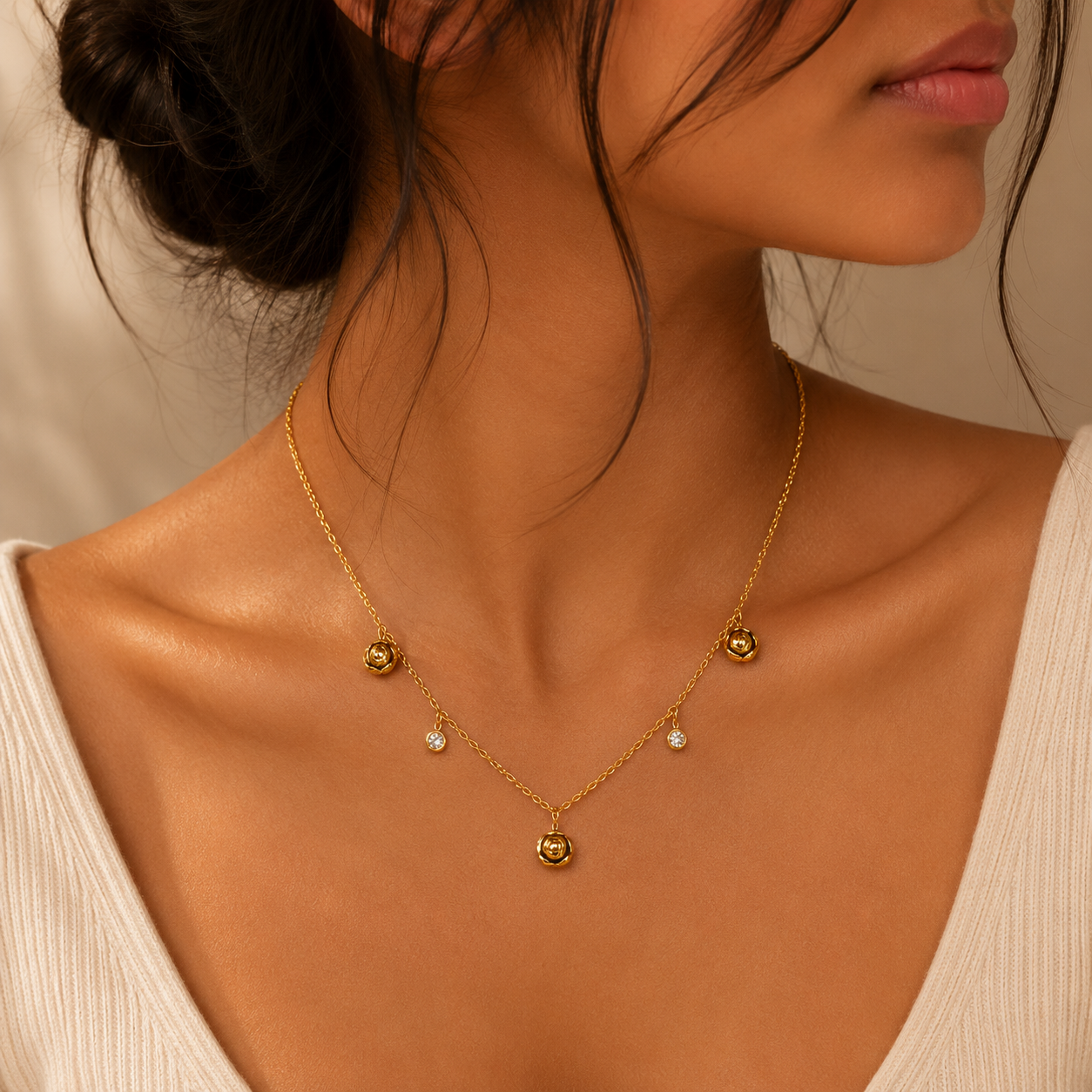 Golden Bloom Station Necklace