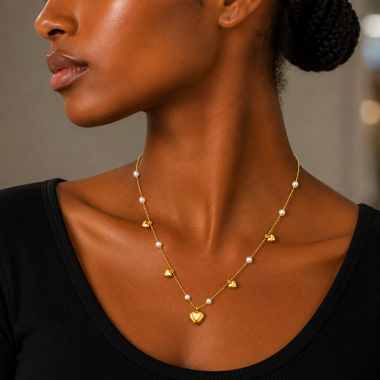 Demi Fine Heart Station Necklace