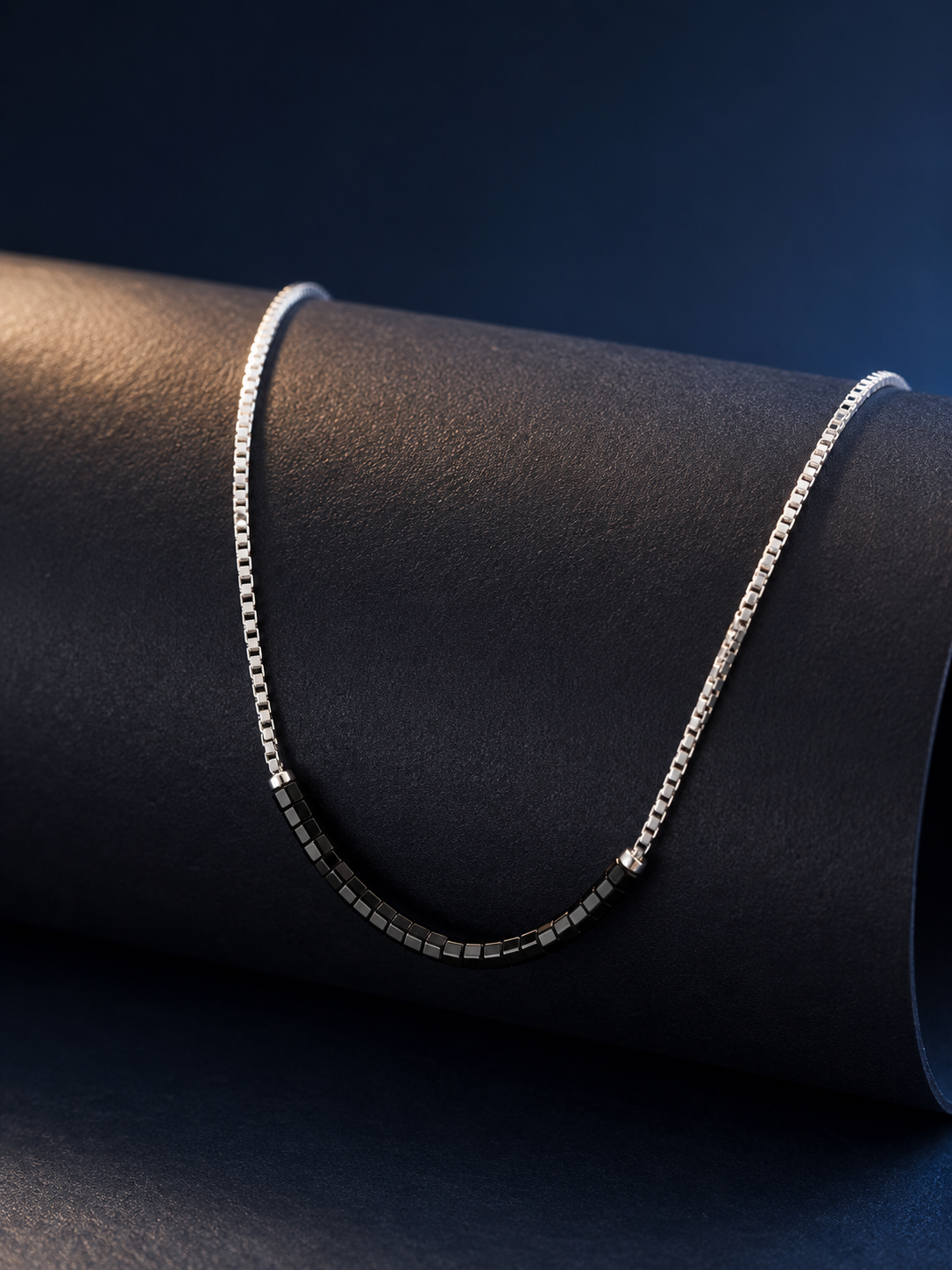 925 Silver Minimal Black Bead Necklace