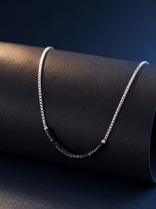 925 Silver Minimal Black Bead Necklace
