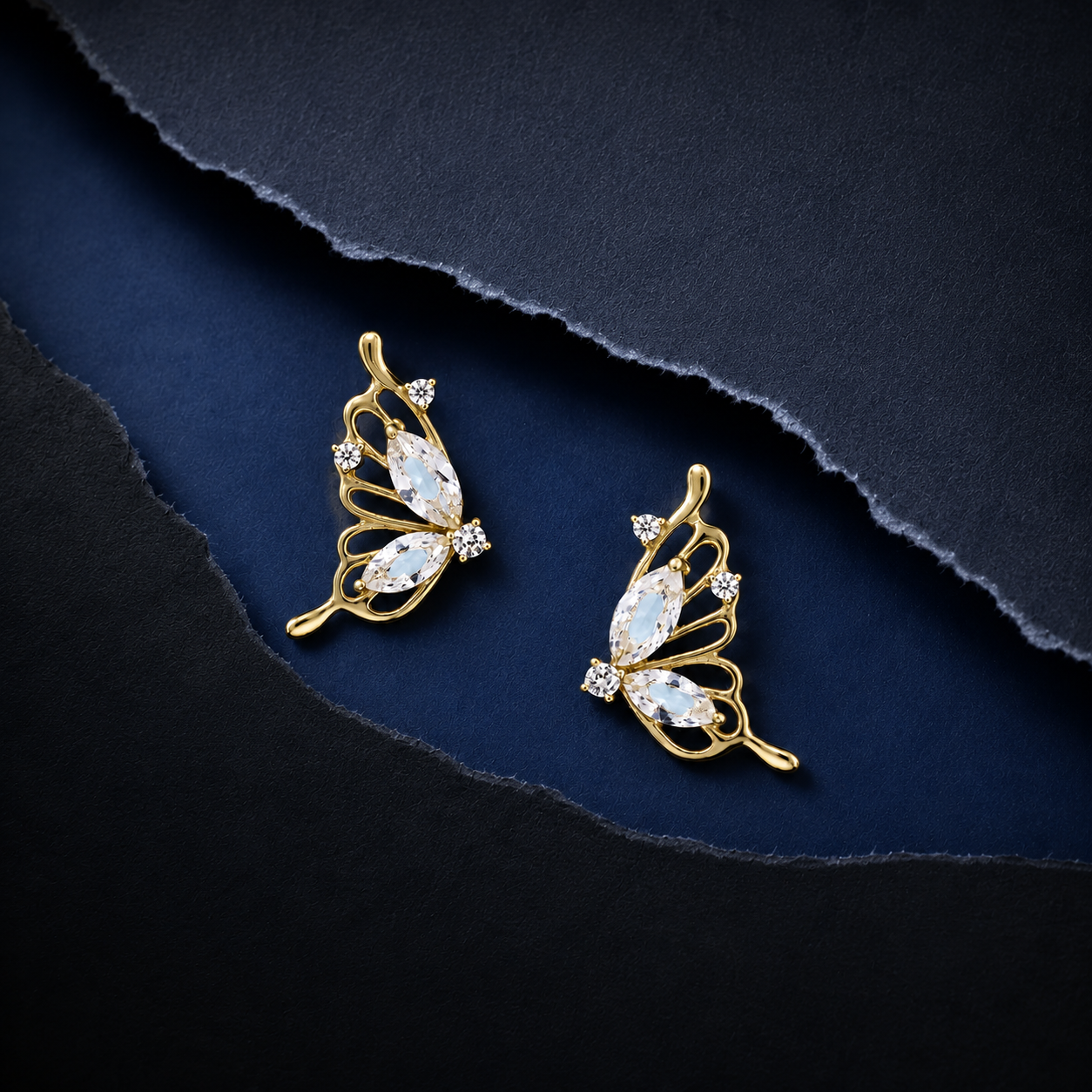 Silver Gold Half Butterfly Earrings