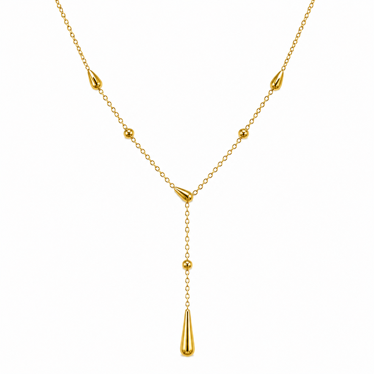 Golden Raindrop Y Necklace