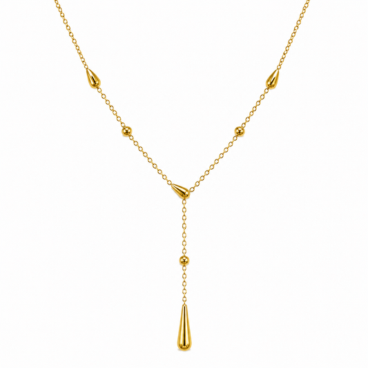 Golden Raindrop Y Necklace