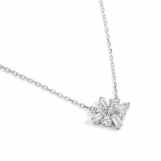 Silver Crystal Snowflake Necklace