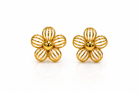 9K Gold Floral Stud Earrings