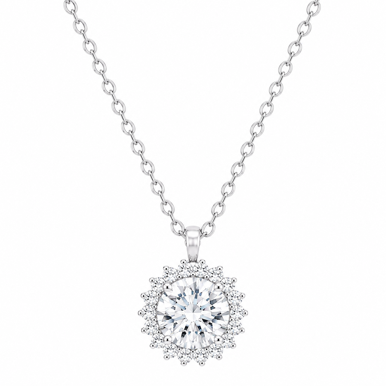Silver Minimal Round Halo Necklace