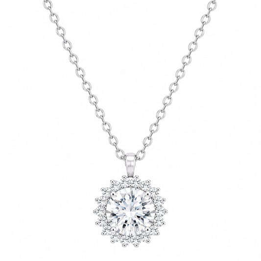 Silver Minimal Round Halo Necklace