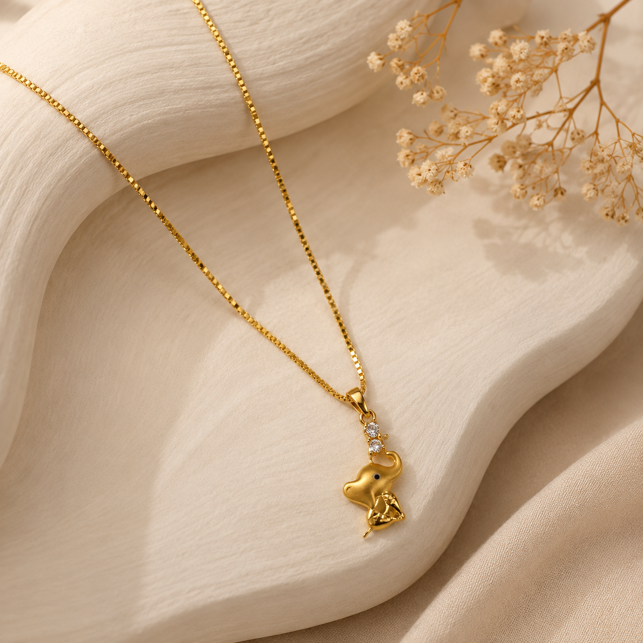 9K Gold Diamond Elephant Pendant