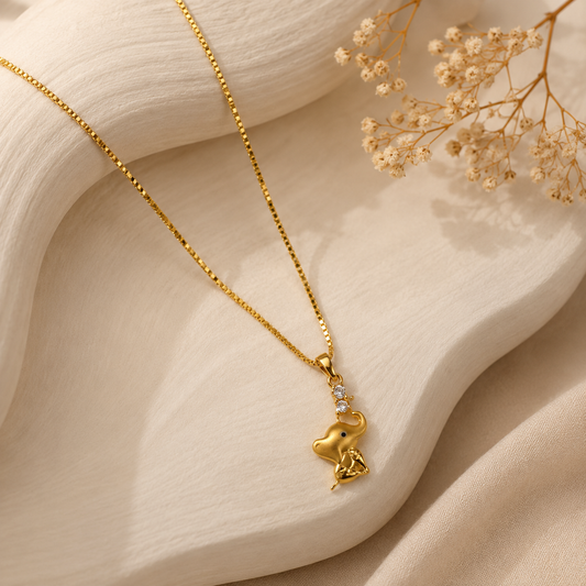 9K Gold Diamond Elephant Pendant