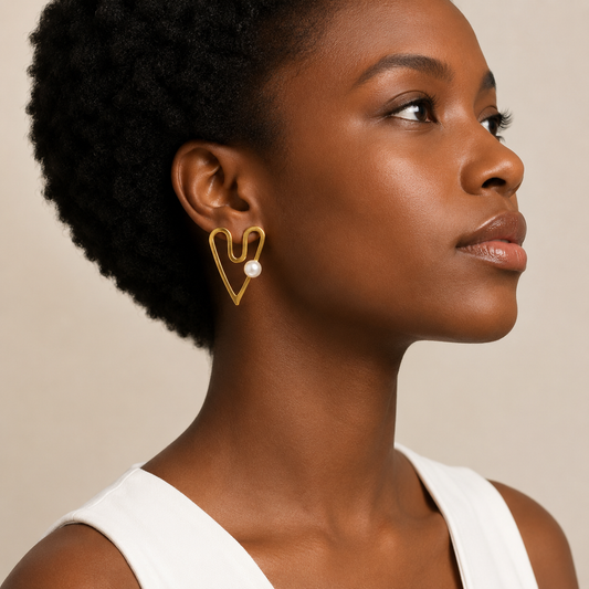 Demi Fine Amour Pearl Heart Outline Earrings