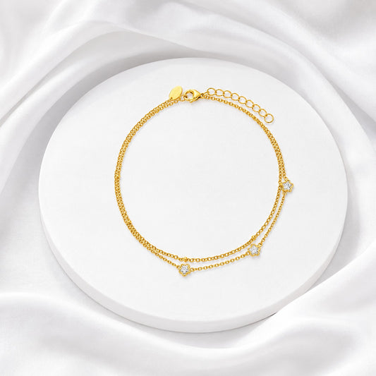 Demi Fine Golden Blossom Double Chain Bracelet